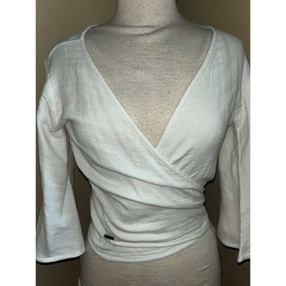 Billabong Tops - Billabong Women's Wrap Top Ivory M 3/4 Bell Sleeve Boho